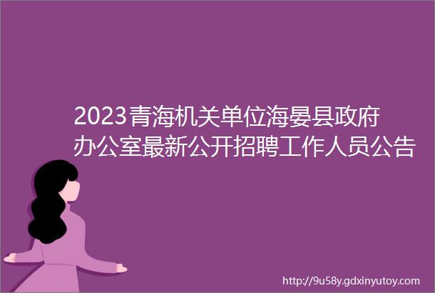 2023青海机关单位海晏县政府办公室最新公开招聘工作人员公告11月14日至11月16日报名