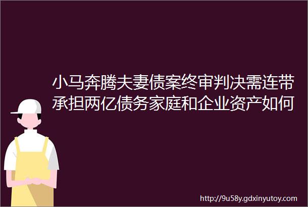 小马奔腾夫妻债案终审判决需连带承担两亿债务家庭和企业资产如何规划防火墙