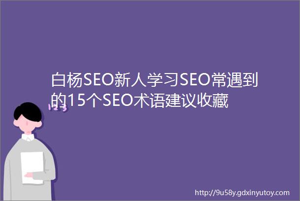 白杨SEO新人学习SEO常遇到的15个SEO术语建议收藏